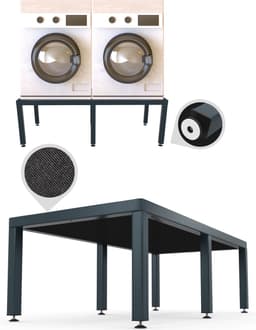 WassiStand Wasmachine Verhoger met Anti-Slip & Grip – Wasmachine Kast en Ombouw – Verhoging voor Wasmachine, Vaatwasser, Koelkast, Vriezer en Droger – Witgoed Verhoger Inclusief 6 Dempers – Roestvrij – Maximaal 750 kg – 122x61x34cm - Grijs — thumbnail 1