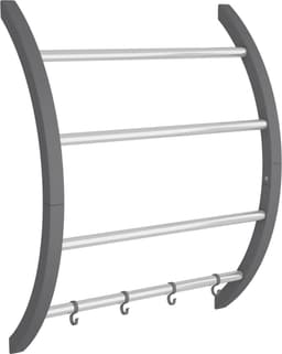 vidaXL - Handdoekenrek - met - haken - 56x16x72 - cm - aluminium - zilverkleurig — thumbnail 1