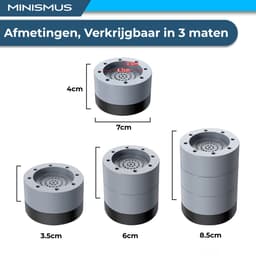 Minismus Wasmachine Verhoger Set van 4 stuks - Zwarte demper Pads - Antislipmatjes - 3,5 CM - Antislip Wasmachine Voeten - Trillingsdempers Wasmachine - Geluidsdemper Wasmachine - Anti Vibratie Wasmachine - Anti Vibratie Pads - Wasdroger Verhoger — thumbnail 2