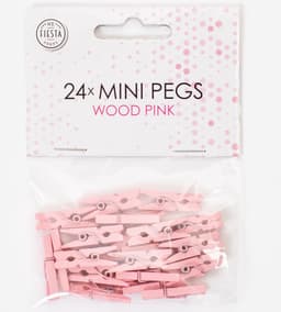72x Mini Houten Knijpers Roze — thumbnail 1