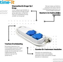 Time-it TCD 2V Combischakelaar | Combiregelaar | Wasmachine & Drogerschakelaar | Vaatwasser & Quooker schakelaar |1,5 meter 3x1.5mm² — thumbnail 2