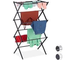 wasrek inklapbaar - uitschuifbaar - 11 stangen - 105x73x37 cm - metaal - zwart — afbeelding 1