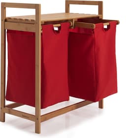 Lumaland Wasmand van bamboe - met 2 uitschuifbare waszakken - 60 L - Rood — thumbnail 1
