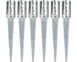 vidaXL - Grondpinnen - 6 - st - 8x61 - cm - gegalvaniseerd - staal - zilverkleurig
