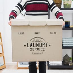 84L Wasmand 3 Vakken met Deksel - 60x30x50 Wasverzamelaar Wassorteerder Badkamer Mand Opvouwbaar — thumbnail 2