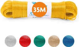 LaundrySpecialist Waslijn - Waslijndraad - Wasdraad - Waslijndraad met stalen kern - 35 meter met stalen kern - Geel — thumbnail 1
