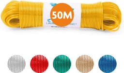 LaundrySpecialist Waslijn - Waslijndraad - Wasdraad - Waslijndraad met stalen kern - 50 meter met stalen kern - Geel — thumbnail 1