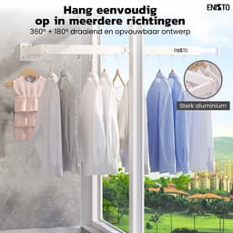 ENISTO® Wanddroogrek - Inklapbaar Wasrek - Droogrek Hangend - Wit - Met of Zonder Boren - Uittrekbaar - Ruimtebesparend — thumbnail 4
