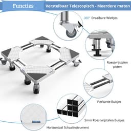 Wasmachine Verhoger – Wasmachine Kast – Verstelbaar - Verhoger voor Wasmachine, Droger, Koelkast, Vriezer – Onderstel – Stevig en Stabiel – 4 Wielen & 4 Poten – 500kg Belastbaar – Opbouwmeubel — thumbnail 5