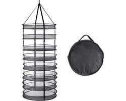 8 Lagen Mesh Hangend Droognet, Kruidendroger, Opvouwbaar Droognet met 60 cm Diameter voor Plant, Vis, Groenten, Bloemen, Droognet Kruiden (zwart)