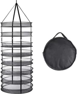 8 Lagen Mesh Hangend Droognet, Kruidendroger, Opvouwbaar Droognet met 60 cm Diameter voor Plant, Vis, Groenten, Bloemen, Droognet Kruiden (zwart) — thumbnail 1