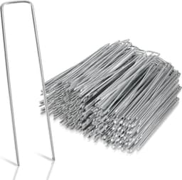 Grondankers 400 Stuks - 15x2.5cm - Roestwerend grondanker gegalvaniseerd staal - Ø2.8mm - Onkruidvlies - voor het bevestigen van worteldoek, tuinvlies, schutting, kunstgras, folies - stabiel U-vormig grondanker — thumbnail 1