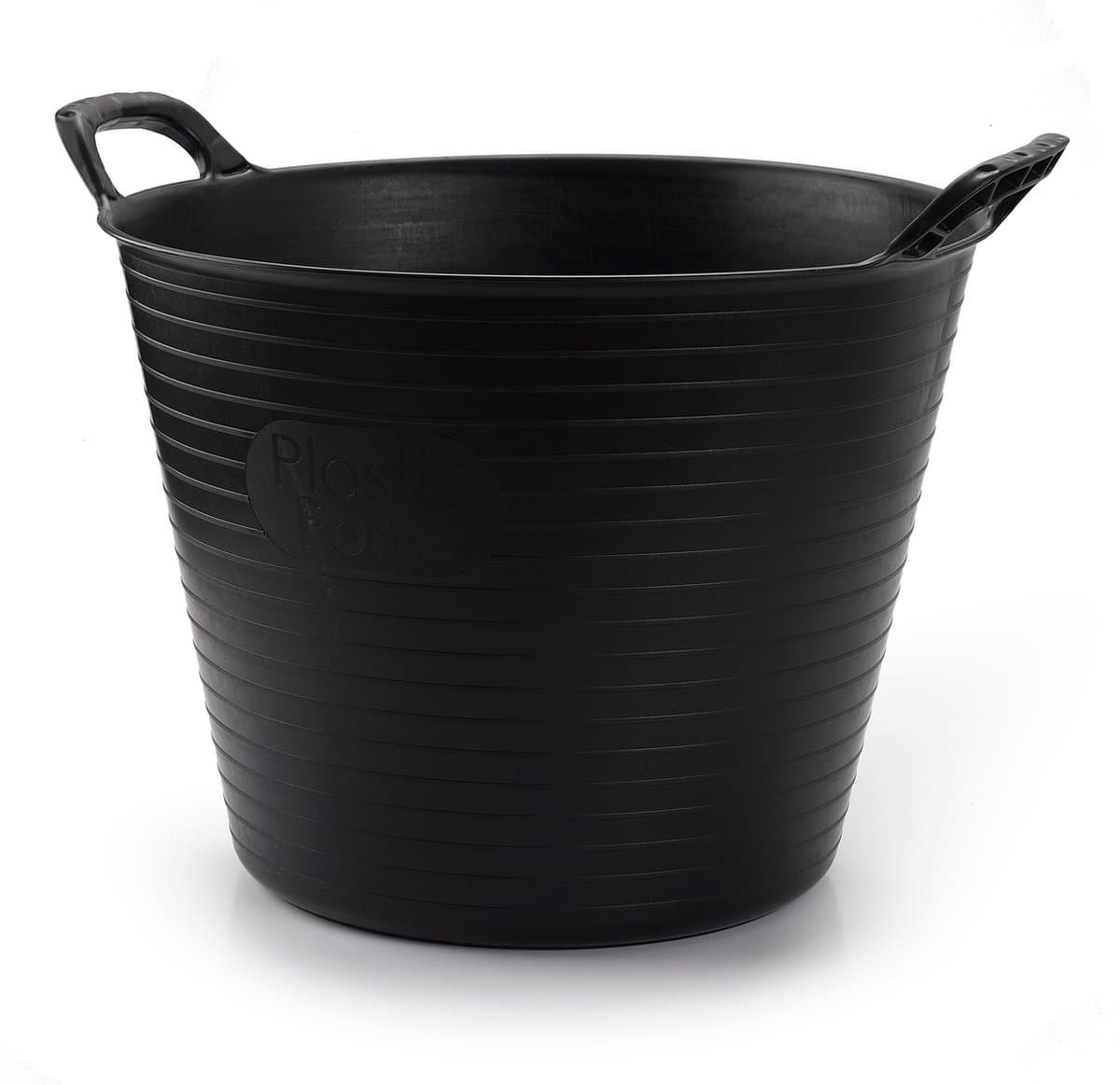 Plasticforte Emmer - flexibele kuip - zwart - kunststof - rond - 25 liter - 42 x 38 x 33 cm - wasmanden - tuinafval - speelgoed — afbeelding 1
