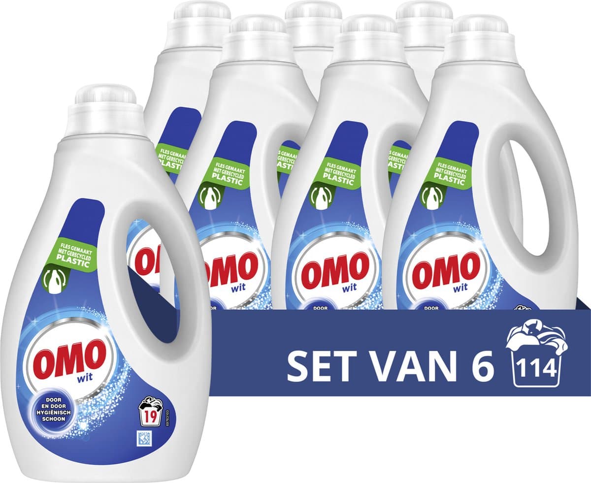 Omo - Vloeibaar Wasmiddel - Wit - 6 flessen - 114 wasbeurten — afbeelding 1
