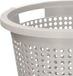 2x stuks kunststof wasmand met deksel rond grijs 35 liter - 40 x 52 cm — thumbnail 5