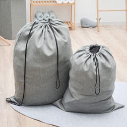 Linnen look: 100 l waszak groot XXL + 60 l wasverzamelaar reis - waszak voor vuile was, wasmand, organizer, waszak met trekkoord, waszak, koffer, waszak voor rugzak — thumbnail 3