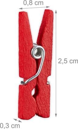 mini houten wasknijpers - set van 400 - rood — thumbnail 5