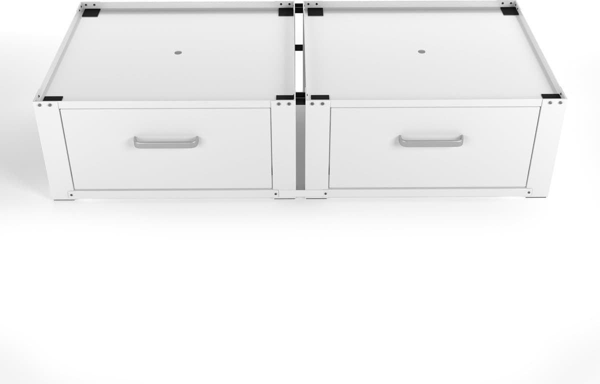 Wasophoogte® Wasmachine verhoger met lade - Wasmachine kast - Wasmachine opbouwmeubel - Wasmachine sokkel - 31cm hoog - Wit - Universeel- Dubbel — afbeelding 1