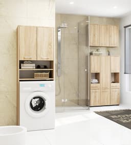Badkamerkast voor Wasmachine FIN / Hoge Wasmachinekast met 2 Deuren / AKORD Furniture Factory / Sonoma Eik / 64 x 180 x 30 cm — thumbnail 5