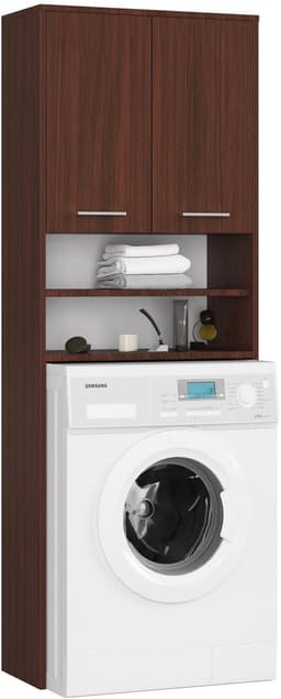 Badkamerkast voor Wasmachine FIN / Hoge Wasmachinekast met 2 Deuren / AKORD Furniture Factory / Venge / 64 x 180 x 30 cm — thumbnail 1