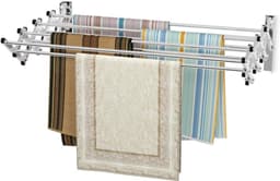 COSTWAY Droogrek voor wandmontage, wanddroger, uittrekbaar van roestvrij staal met 8 stangen, ruimtebesparende wandwasdroger, draagkracht 25 kg, voor bijkeuken, badkamer — thumbnail 1