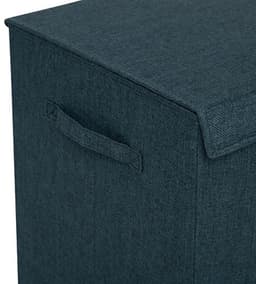 5Five Eureka sorteer wasmand - 74 liter - smaragd groen - 37 x 37 x 60 cm - MDF/Polyester stof - met afsluitklep — thumbnail 2