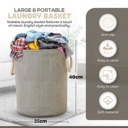 Lexorion - Wasmand - Wasmand Inklapbaar - Opvouwbare Wasmanden - 35 cm x 40 cm – Stijlvolle en Ruimtebesparende Wasmand voor Optimale Wasorganisatie - Engelse Stijl Wasmanden — thumbnail 5