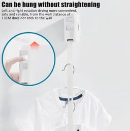 Goodivery ® Waslijn, intrekbaar, verstelbaar uittrekbaar wasrek voor binnen, wandmontage, drogen van kleding, onzichtbare waslijn voor badkamer, balkon, voor binnen en buiten (wit) — thumbnail 5