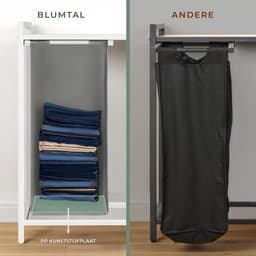 Blumtal Wasmand met 4 vakken - Wasmand met betonlook plank - Metalen frame - Wasmand met poten - Wit en grijs — thumbnail 3