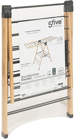 Five Wasrek/droogrek - zwart - bamboe - 95 x 137 cm - staand/inklapbaar — thumbnail 4