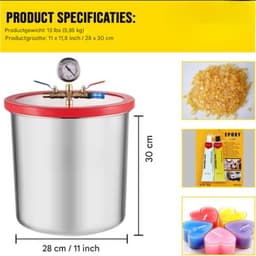 Grijze Vacuumkamer - RVS - 20 Liter - Inclusief Drukmeter — thumbnail 4