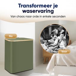 DARI. - Wasmand 3 vakken - Wassorteerder - 160L - met 3 uitneembare zakken - wasmand - groen - knopen — thumbnail 4
