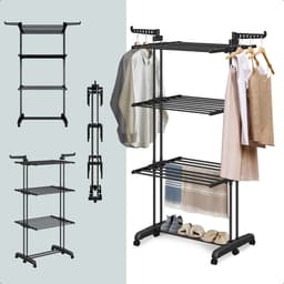 BAUER & MEYER® - Droogrek - Inklapbaar Wasrek - Incl. 20 wasknijpers - Droogtoren - Wastoren - 173 x 75 x 63 cm - Zwart — thumbnail 2