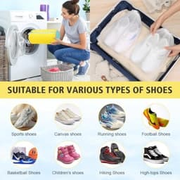 Schoenenzak, waszak, schoenwaszak, schoenen waszak, met 360° reinigingsdons en ritssluiting, herbruikbare netschoenen, waszak, schoen voor wasmachine en droger (geel) — thumbnail 3
