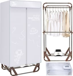 Uten Draagbare elektrische droger JY-01 - 2 lagen droog - Inklapbaar Design - Warmtepompdroger - 1500 W - Timer 0-180 Min - Droogrek met Verwarming - Wasdroger - Tot 10kg wasgoed - Als wasdroger, droogrek en Kledingkast- Hoogte 1.4 M - Grijs — thumbnail 1