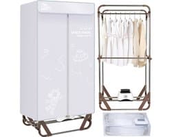 Uten Draagbare elektrische droger JY-01 - 2 lagen droog - Inklapbaar Design - Warmtepompdroger - 1500 W - Timer 0-180 Min - Droogrek met Verwarming - Wasdroger - Tot 10kg wasgoed - Als wasdroger, droogrek en Kledingkast- Hoogte 1.4 M - Grijs — afbeelding 1