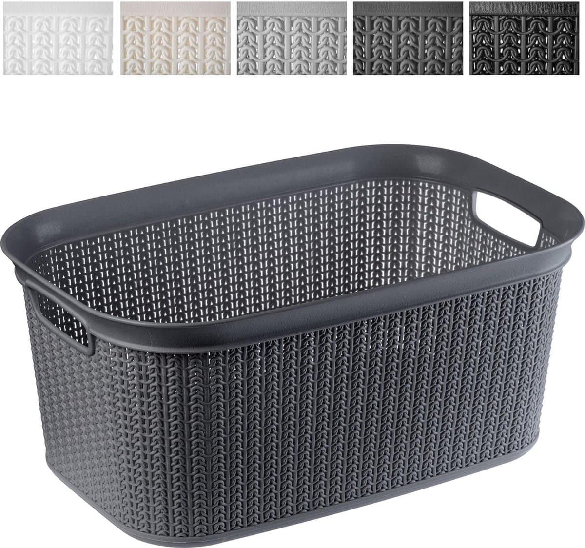 KADAX - Wasmand, multifunctionele mand, 27 l - wasmand van kunststof, opbergmand, wasmand voor badkamer, vuile kleding, accessoires, speelgoed, wasbox - Zwart — afbeelding 1
