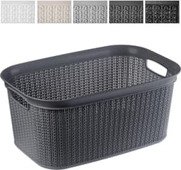 KADAX - Wasmand, multifunctionele mand, 27 l - wasmand van kunststof, opbergmand, wasmand voor badkamer, vuile kleding, accessoires, speelgoed, wasbox - Zwart — thumbnail 1