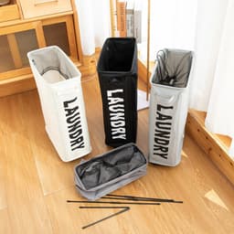 Livano Wassorteerder - Wasmand 1 Vak - Laundry Basket - Wassorteerder Op Wieltjes - Bag - Zwart — thumbnail 3