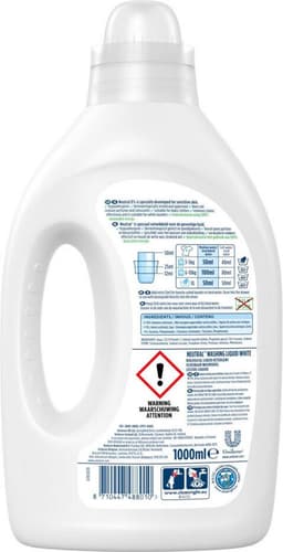 Neutral - Vloeibaar Wasmiddel - Witte Was - 1 Liter - 20 wasbeurten - Voordeelverpakking 3 stuks — thumbnail 2