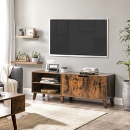 TV-meubel – Met 2 deuren en open vak– breedte 140 cm - op pootjes - bruin — thumbnail 4