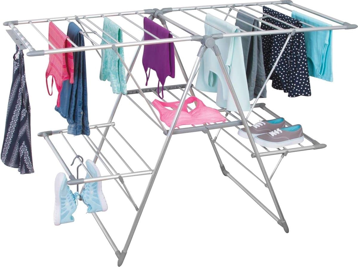 wasdroogrek met grote capaciteit opgewaardeerde versie, droogrek kleding, waslijn roestvrij staal, vouwen binnen en buiten — afbeelding 1