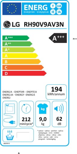LG RH90V9AV3N warmtepompdroger 9 kg met Dual Inverter Heat Pump voor sneller en energiezuinig drogen - Sensor Dry stopt automatisch bij droog - Auto Cleaning Condenser en ThinQ slimme bediening. Energieklasse A+++ — thumbnail 2