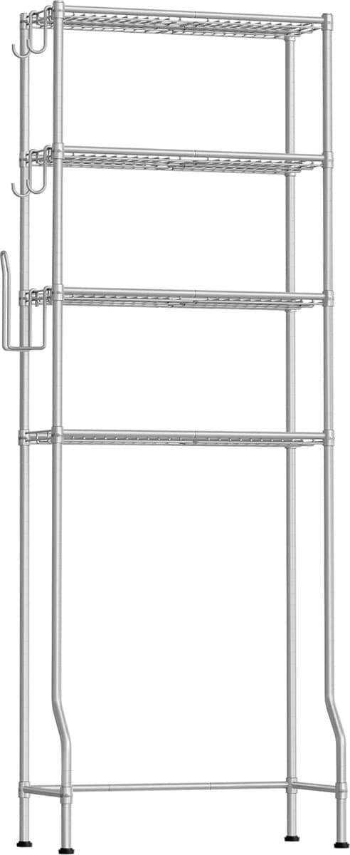 Zwaar Wasmachine ombouw rek - Wasmachine rek duifgrijs - Toilet kast - Wc meubel - Wasmachine rek met opbergruimte - Wasmachine rek bovenlader - metaal - duifgrijs - 30 x 63 x 176 cm — afbeelding 1