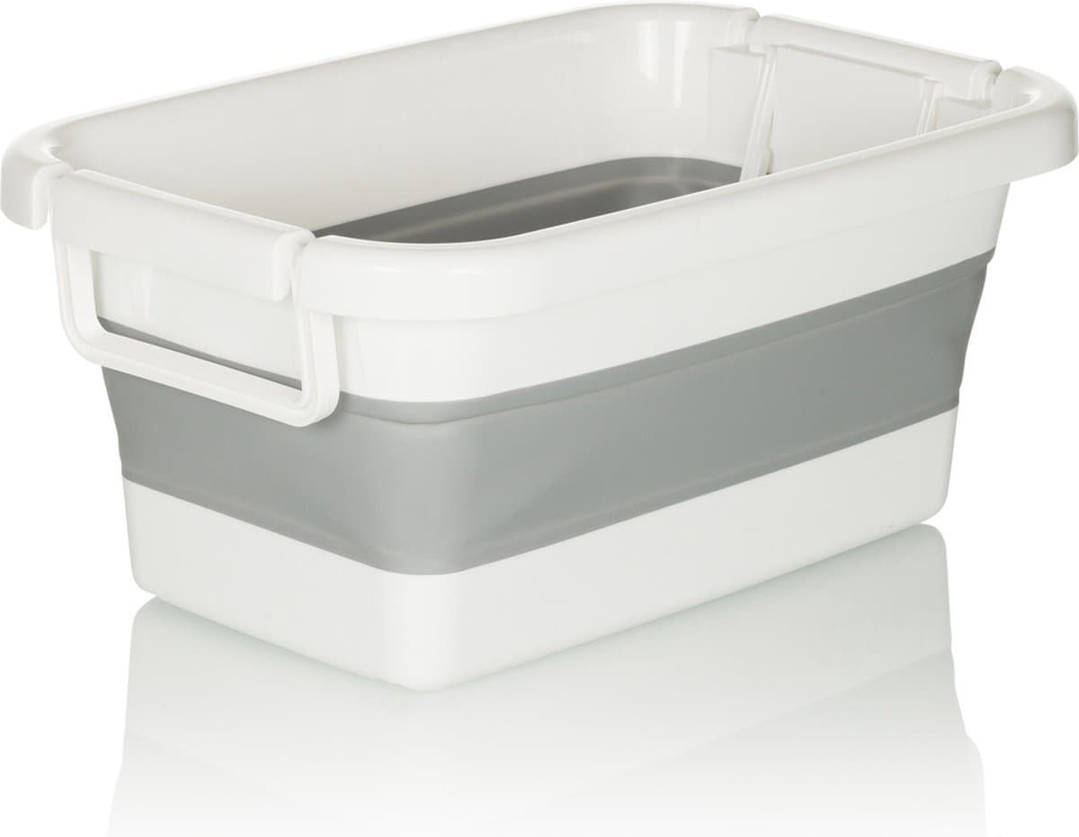 Opvouwbare wasmand/bak CLEAN SILW kunststof grijs/wit hjh OFFICE — afbeelding 1