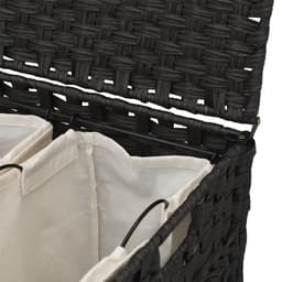 vidaXL - Wasmand - op - wielen - 66x35x60 - cm - rattan - zwart — thumbnail 5
