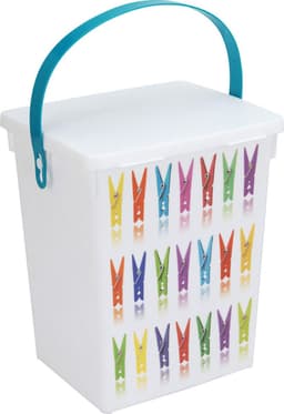 2x Wasknijper bewaarboxen turquoise hengsel 5 liter 23 x 18 cm - Huishoud producten - Wasknijpers opbergen - Wasknijperboxen — thumbnail 2