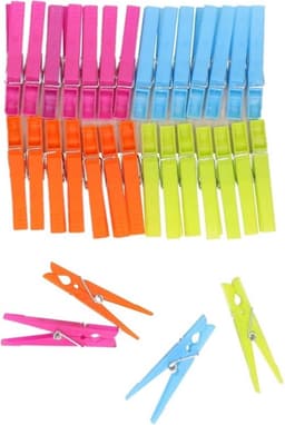 Wasknijpers - 128x stuks - gekleurde knijpers / wasspelden - Kunststof - wasgoed ophangen — thumbnail 5