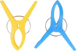 Jedermann Handdoekknijpers XL - 2x - blauw/geel - kunststof - 12 cm - wasknijpers — thumbnail 1