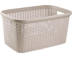 Plasticforte Wasmand - 35 liter - rotan - taupe - kunststof - 53 x 36 x 26 cm